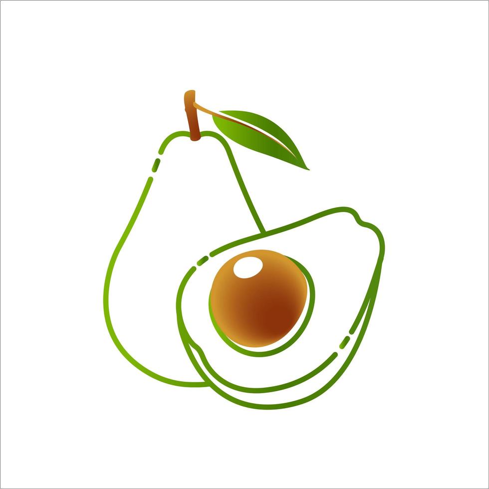 Avocadofrucht ganz und halb. Logo. Vektor-Avocado-Essen-Symbol. Avocado-Illustration im flachen Stil. Vektor-Illustration. vektor