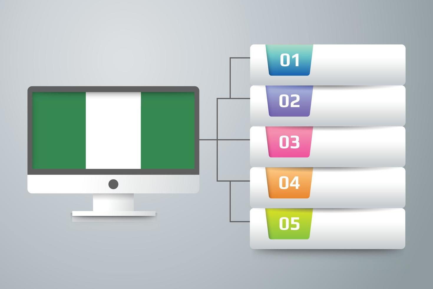 Nigeria-Flagge mit Infografik-Design integriert mit Computermonitor vektor