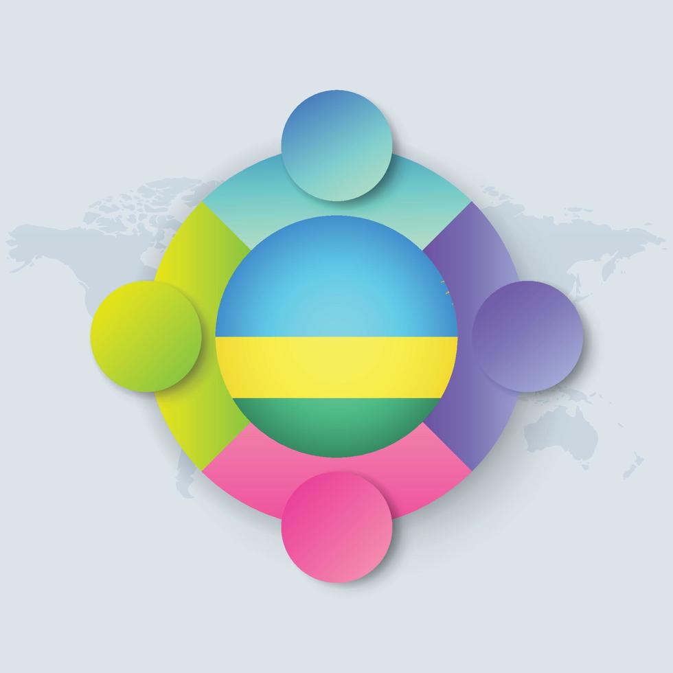 rwandas flagga med infografisk design isolerad på världskartan vektor