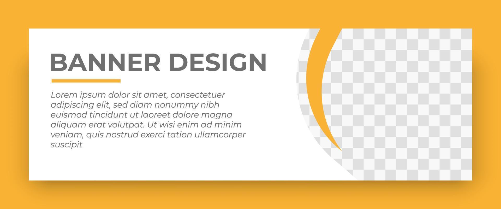 kreativ webbbanner mall. standardstorlek med plats för foton. banner mallar design med gul färg. vektor illustration