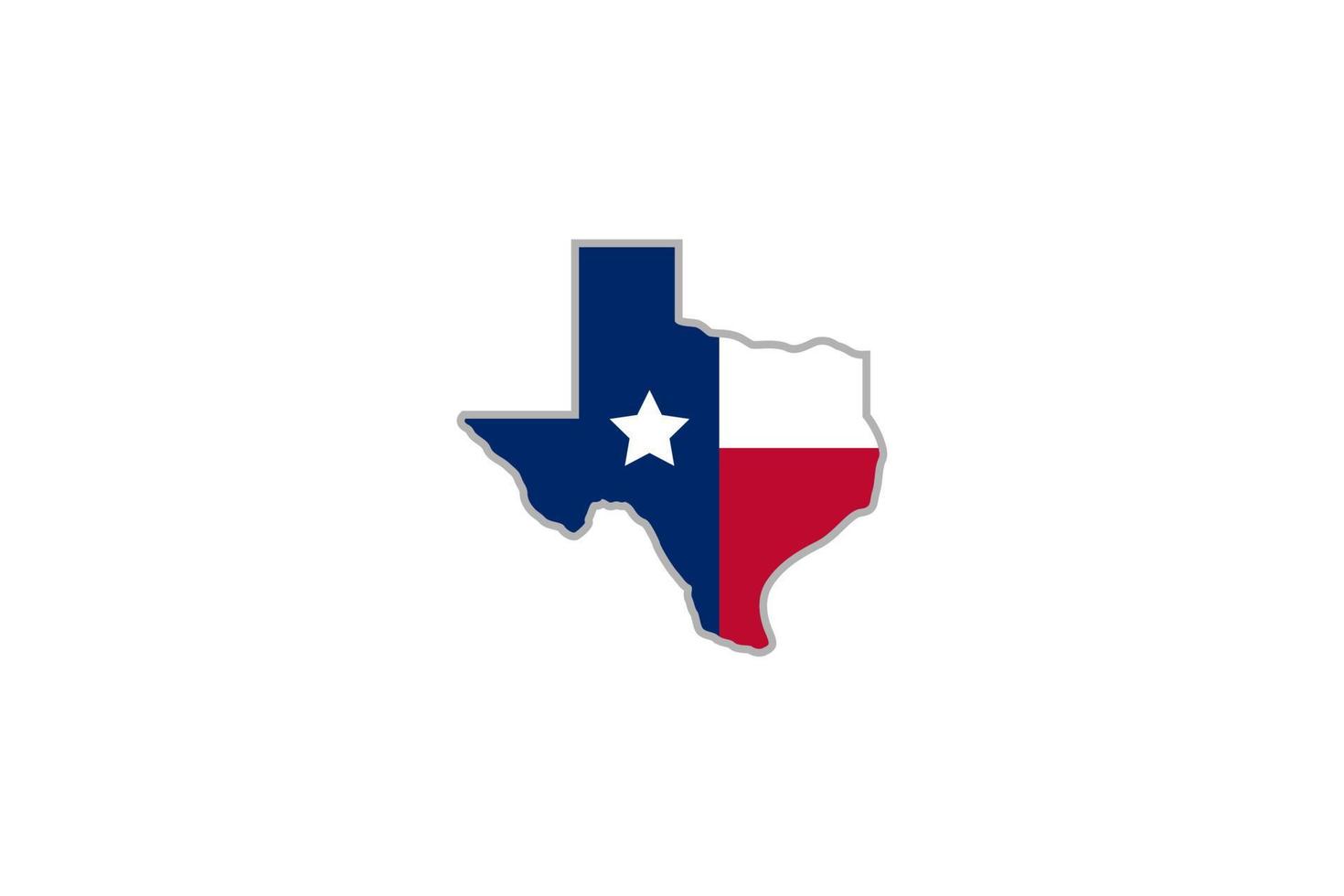 Texas-Star-Logo-Design. abstrakte Texas-Karte mit Flaggenideen. Vektor-Illustration vektor