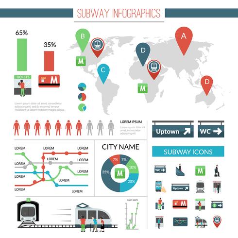 U-Bahn-Infografiken Set vektor