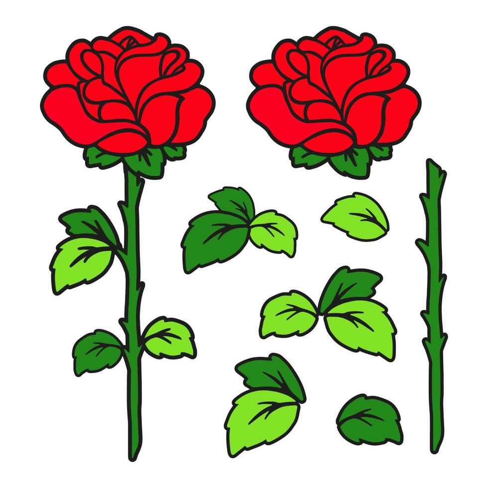 Rose. Farbsilhouette. Gestaltungselement. Vektor-Illustration isoliert auf weißem Hintergrund. Vorlage für Bücher, Aufkleber, Poster, Karten, Kleidung. vektor