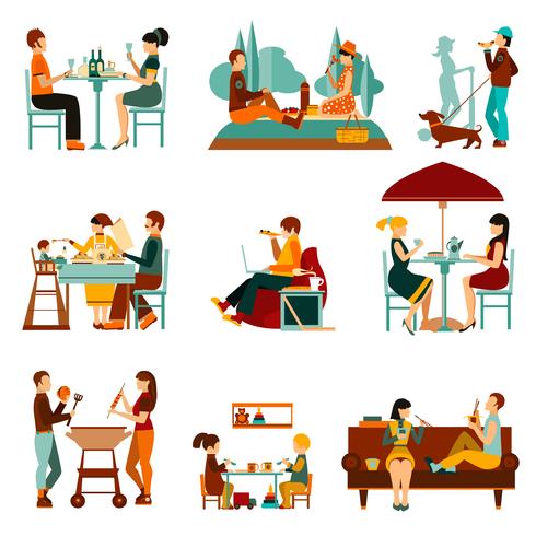 Eating People Icon Set vektor