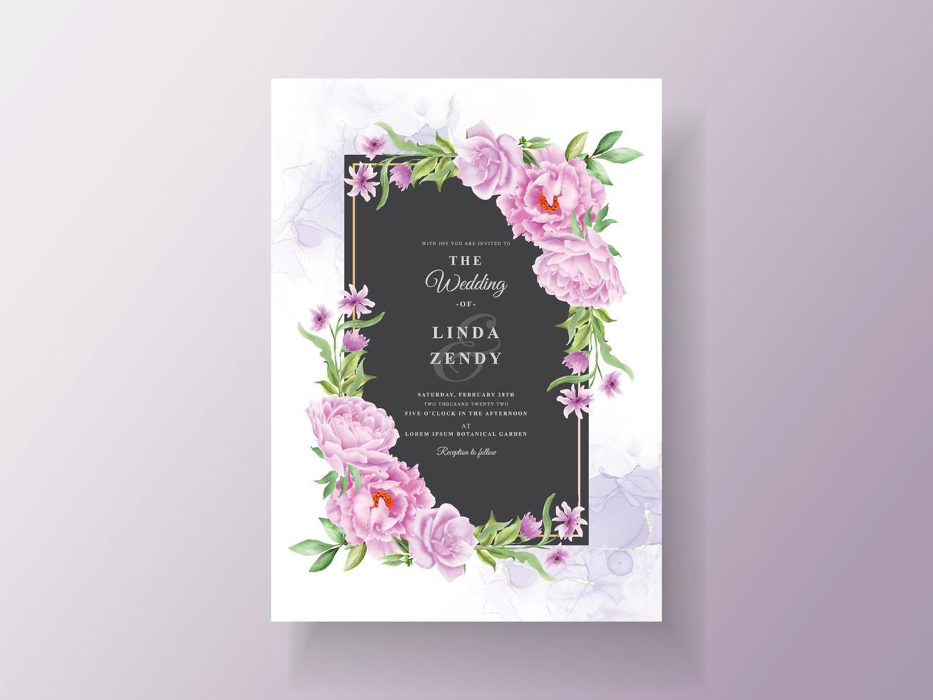 Vintage Hochzeitseinladung lila Blume vektor