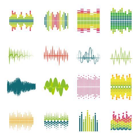 Equalizer flat icons set vektor