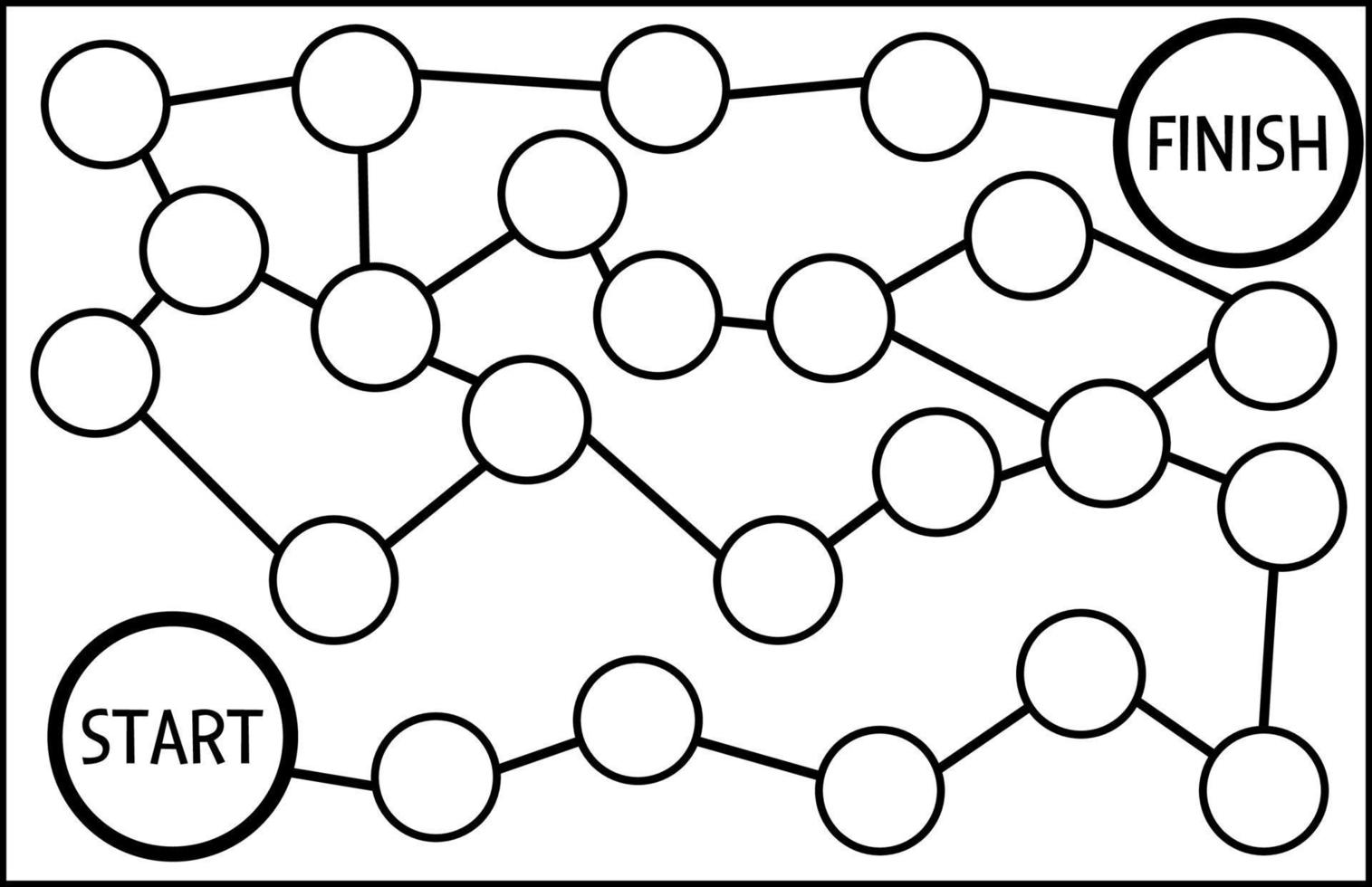 Vektor-Brettspiel-Vorlage. leere Schwarz-Weiß-Brettspiel isoliert auf weißem Hintergrund. druckbare pädagogische Aktivität oder Arbeitsblattprobe für die Vorschule. Spielfeldillustration vektor