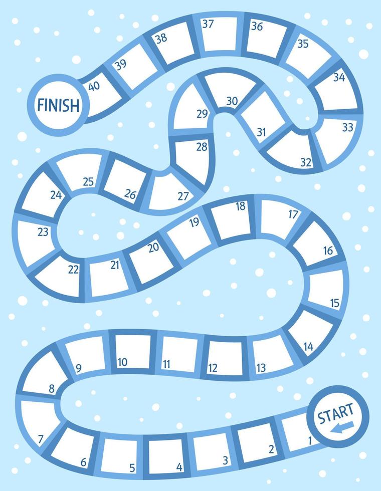 vektor brädspelsmall. tomt svart och vitt brädspel isolerad på vit bakgrund. förskola utskrivbar pedagogisk aktivitet eller arbetsblad exempel. spelplan illustration