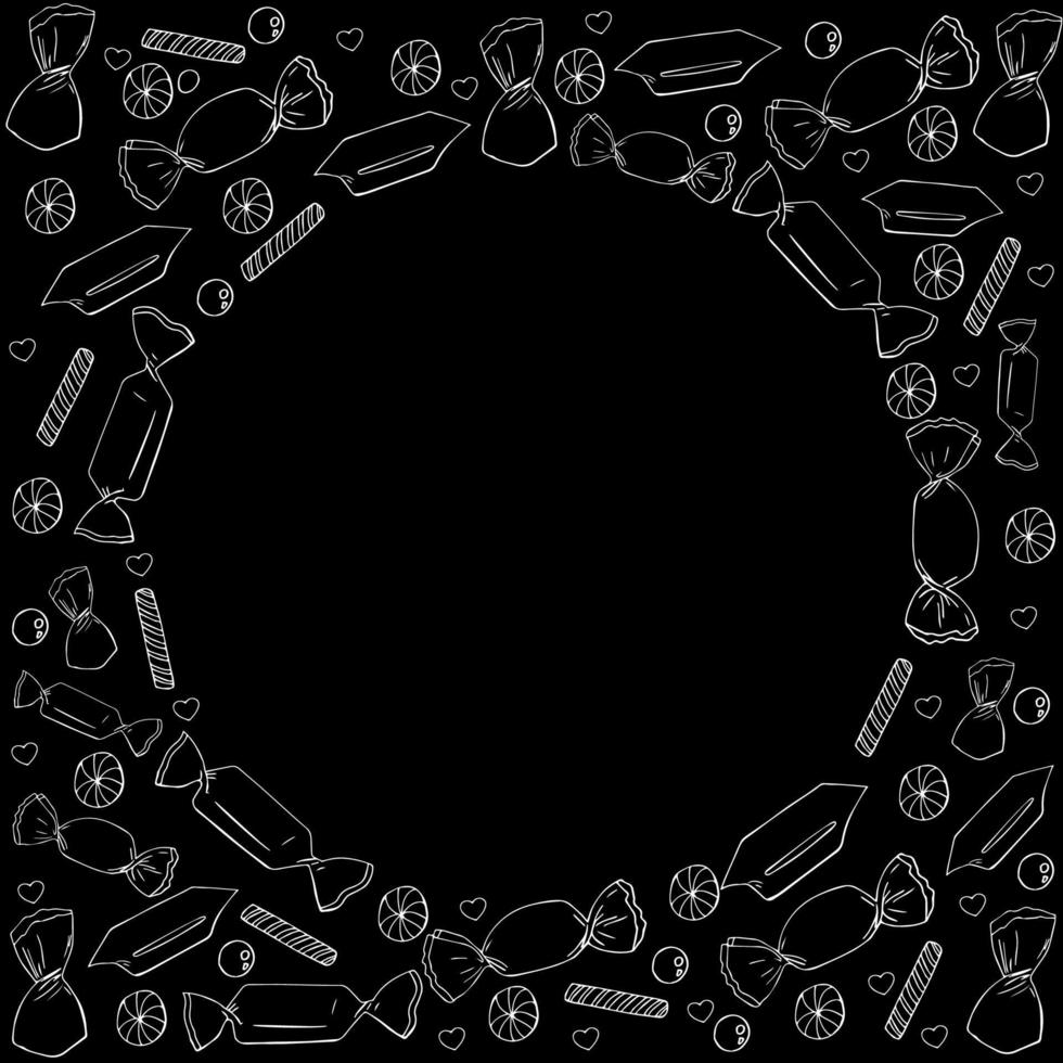 cirkel gjord av doodle godis element. vektor illustration.