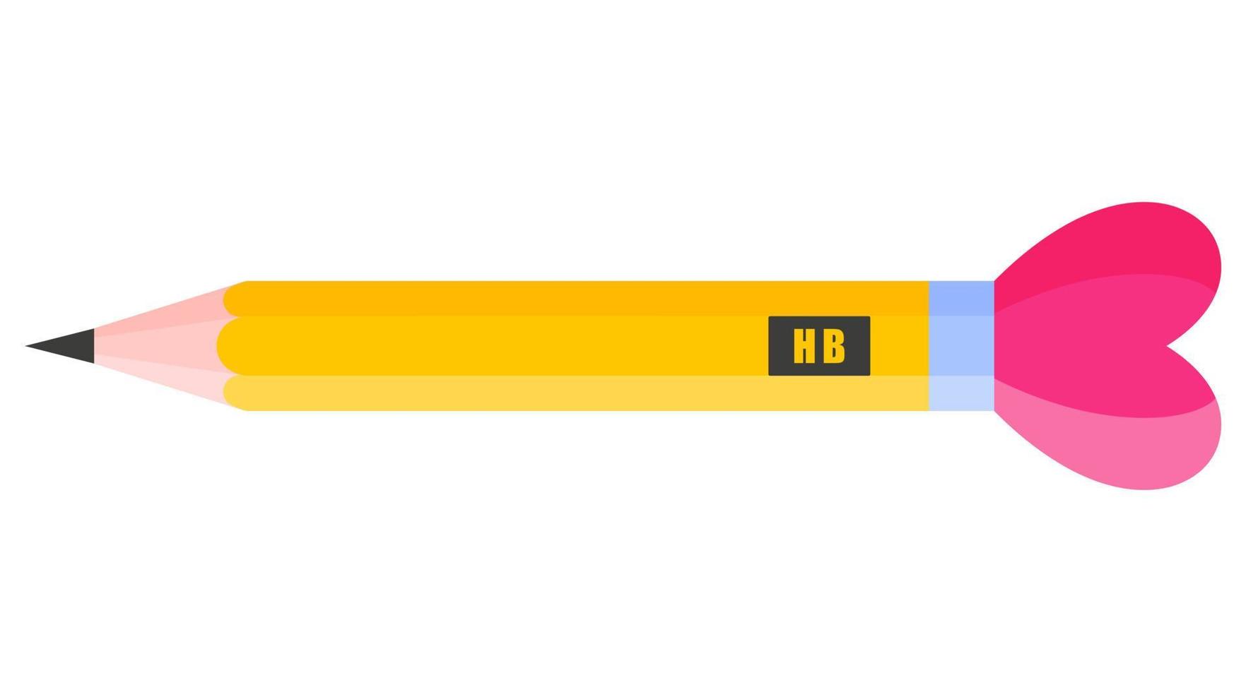 einfacher Bleistift mit Herz. hochzeits- und valentinstagkonzept. vektor