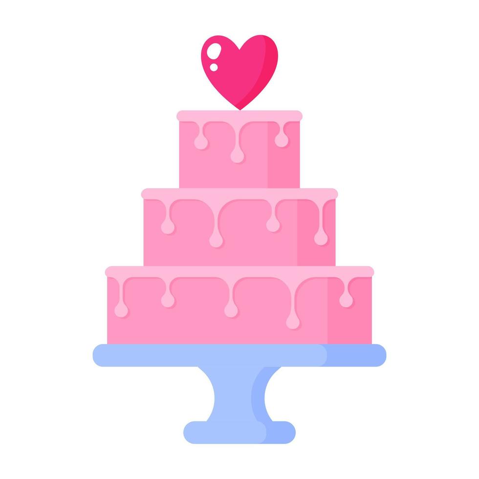 festlig tårta med hjärtan. bröllop och alla hjärtans dag koncept. vektor