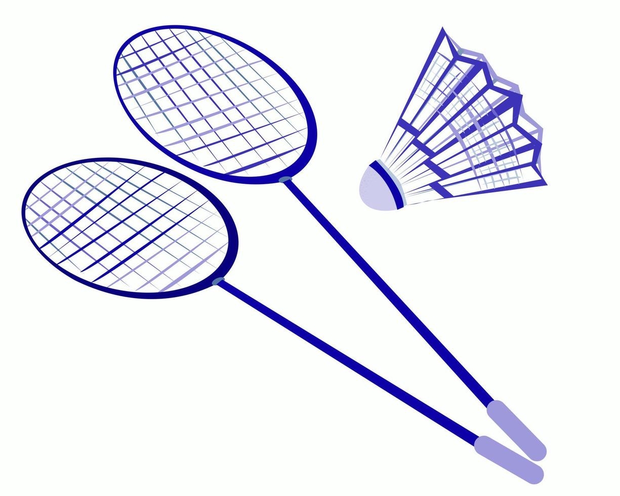två racketar och en fjäderboll för att spela badminton vektor