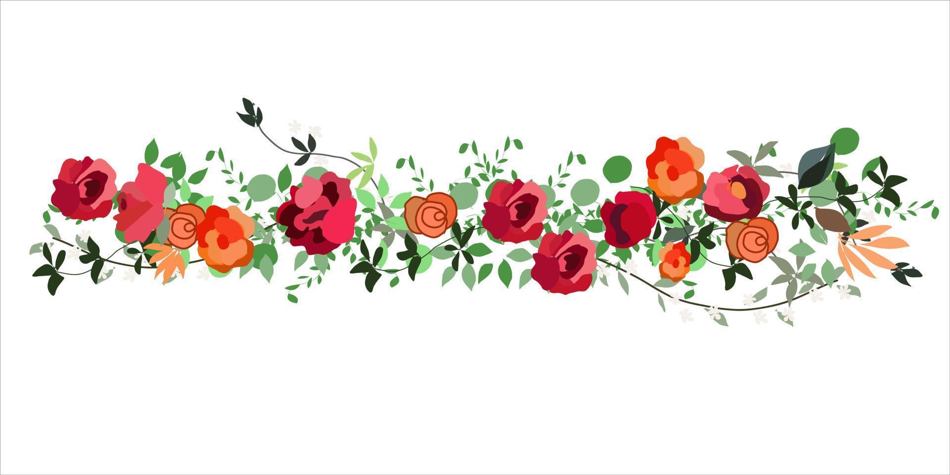 Hintergrundbild eine Girlande aus roten Rosen vektor