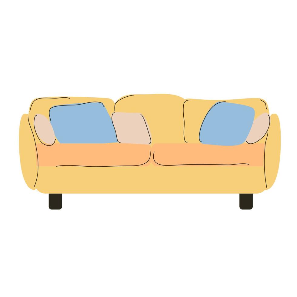 soffan till vardagsrummet är gul. vektor