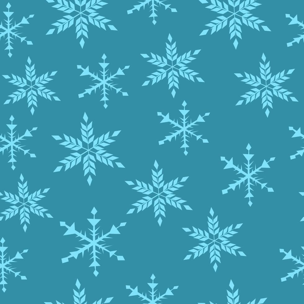 nahtloses Muster von Schneeflocken auf blauem Hintergrund vektor