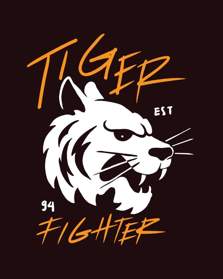 Tigerkämpfer für Vektorlogo. Logo-Illustration eines wilden Tieres, das Stärke und Tapferkeit bedeutet. Illustration für Identitätsteam, Club, Gemeinschaft usw. vektor