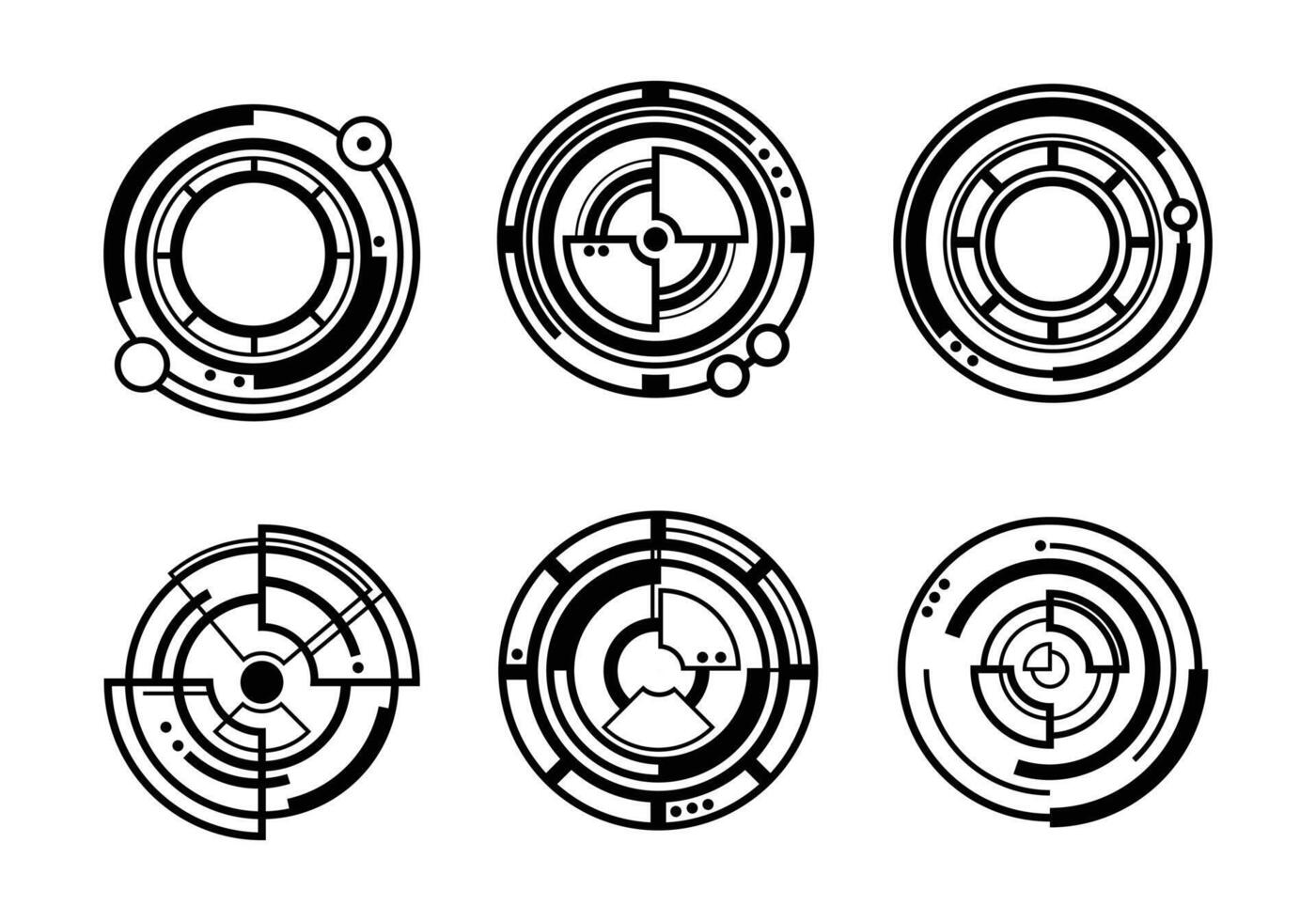 uppsättning av olika futuristiska målillustrationer. geometriska former element isolerade på en vit bakgrund av logotyp design vektor. vektor