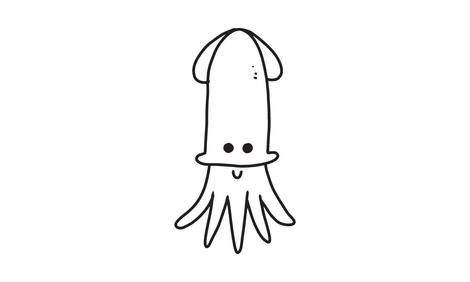 en söt smiley bläckfisk. havsdjur tecknad färgsättning karaktär samling för barn. lätt rolig djurteckningsillustration för barnkreativitet. ritningsguidebok i vektordesign. vektor