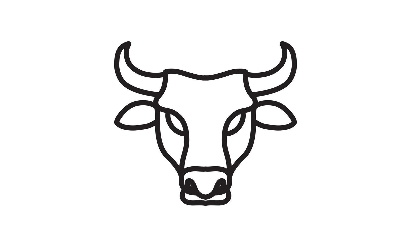 bull vektor linje ikon, djurhuvud vektor linjekonst, isolerade djur illustration för logotyp desain