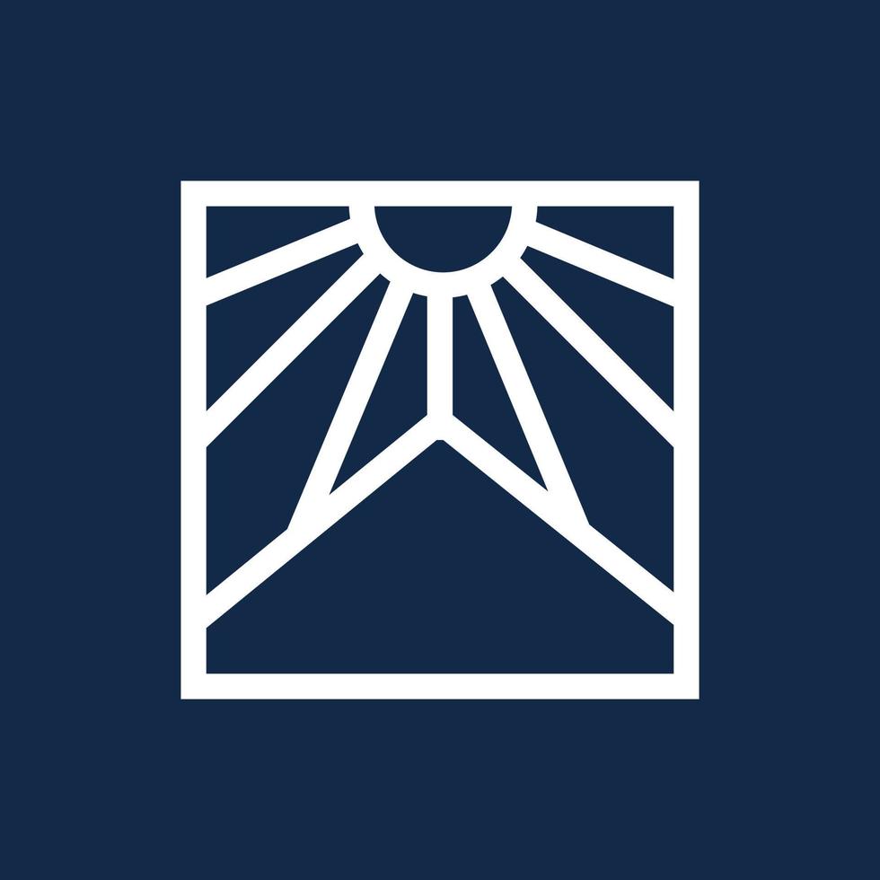 bergslogotypen, ikonen, symbolen i bohemisk stil på en blå bakgrund. vektor element illustration för dekoration i modern minimalistisk stil.