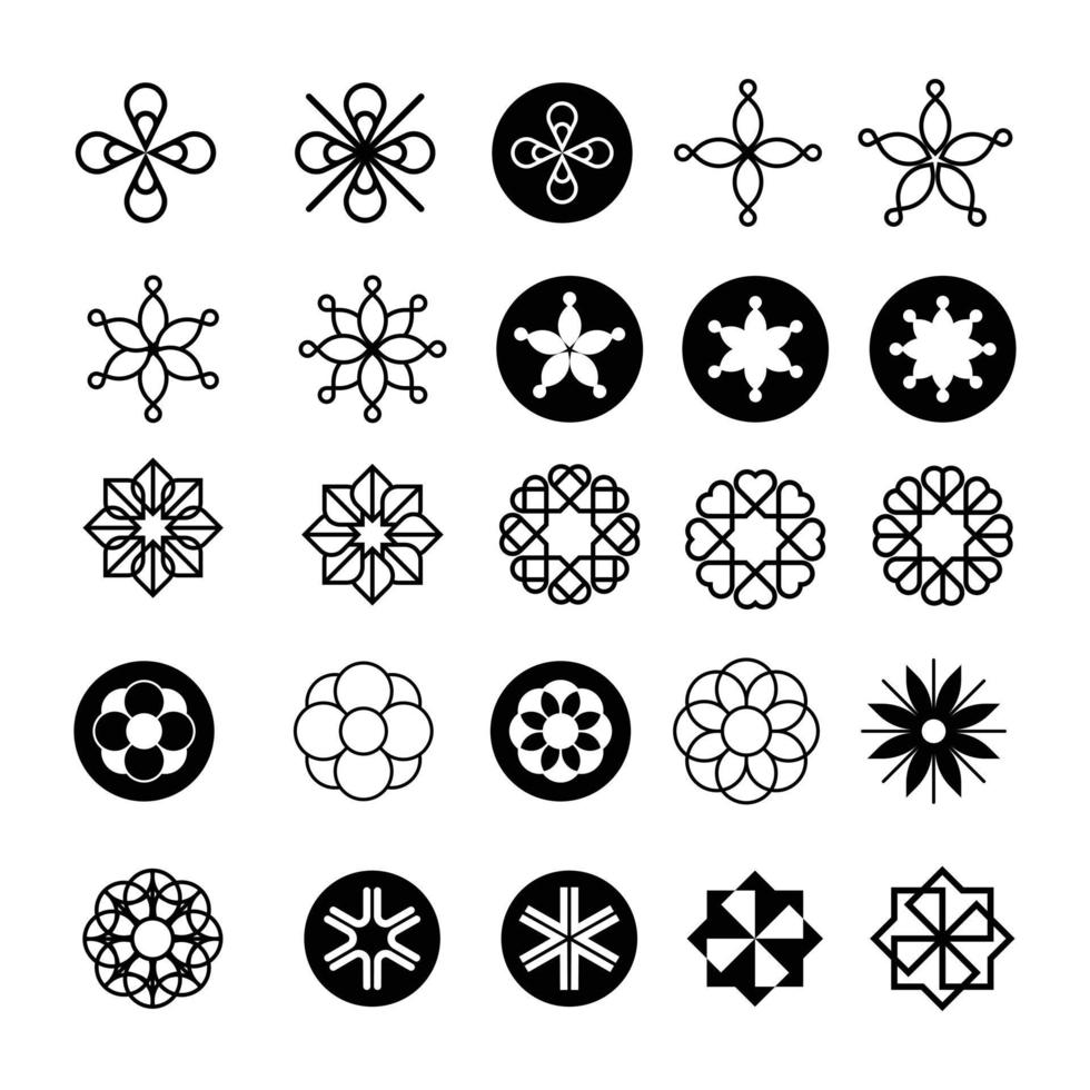 die verschiedenen Stile des Star-Kollektionssets. verschiedene Formen von Sternillustrationen, die sich für Schneeflocken, funkelnde Gegenstände, Dekorationen usw. vektor