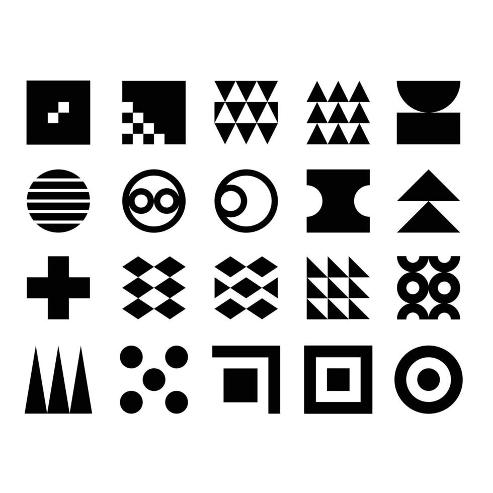 abstrakte geometrische Form Icon Set Sammlung für die Elementdekoration. zufällige Form von Symbolelementen, um jedes Design zu erstellen. vektor