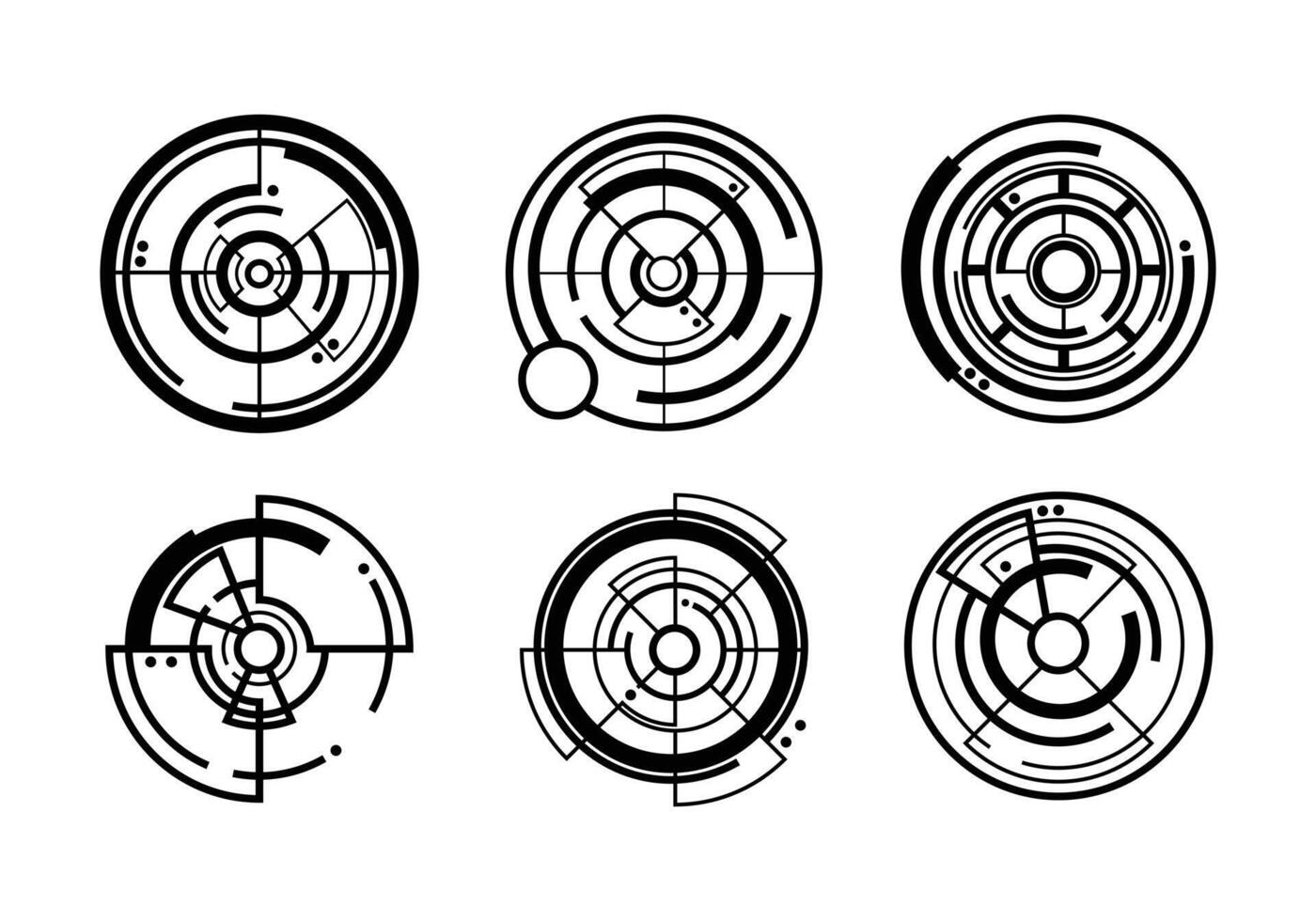 Reihe verschiedener moderner Ziellogoillustrationen. geometrische Formenelemente isoliert auf weißem Hintergrund des Logo-Design-Vektors. vektor