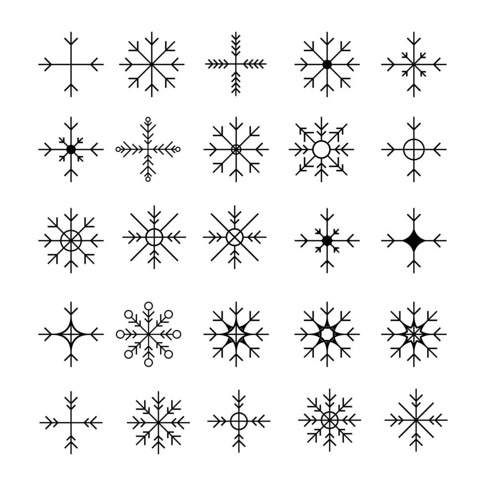 Set von Sternsymbolen in verschiedenen Stilen. verschiedene Sternenformen, die sich für Elemente wie Schneeflocken, funkelnde Gegenstände, Dekoration usw. vektor