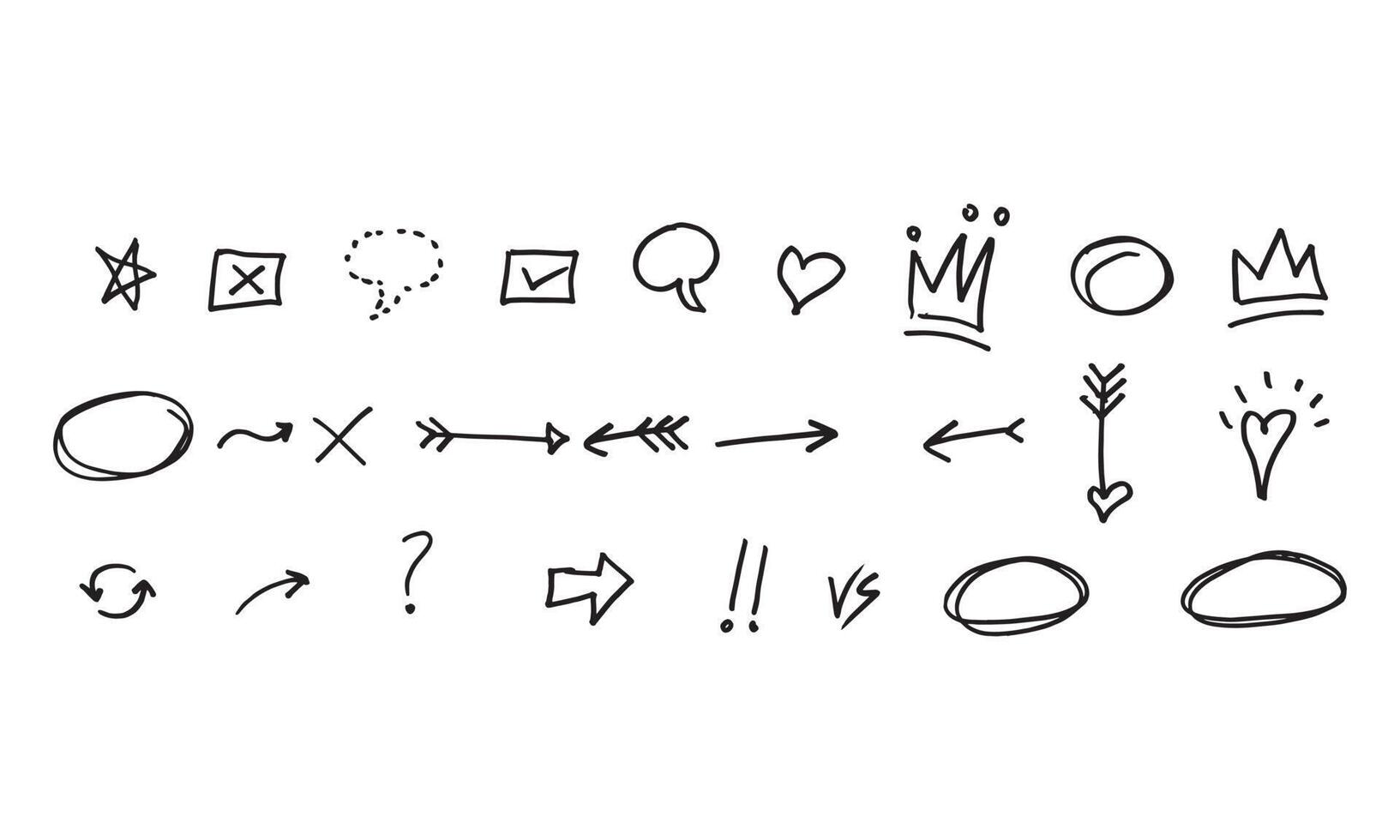 Satz von Hand gezeichnete Illustration des Markierungssymbols. einfaches und minimales Vektordesign für die Elementdekoration. Bleistiftskizze in Grafik zeichnen. vektor