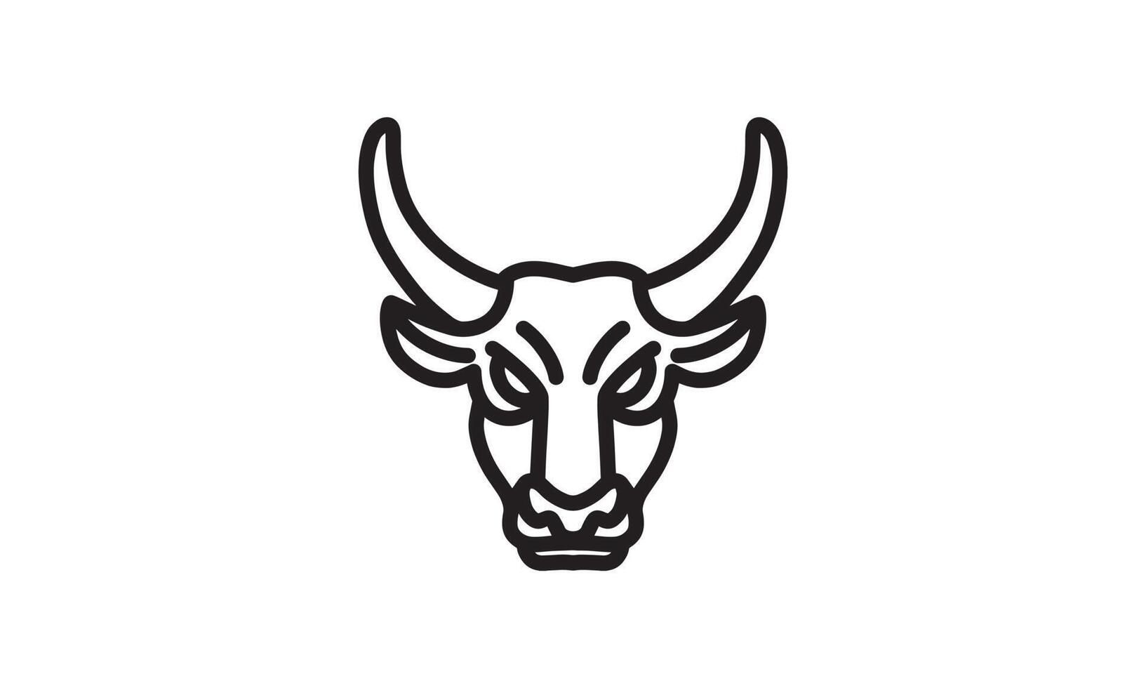 bull vektor linje ikon, djurhuvud vektor linjekonst, isolerade djur illustration för logotyp desain