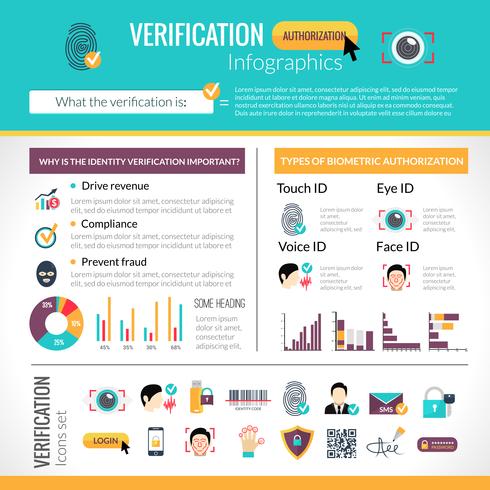 Verifiering Infographics Set vektor