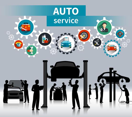 Auto Service Concept Bakgrund vektor