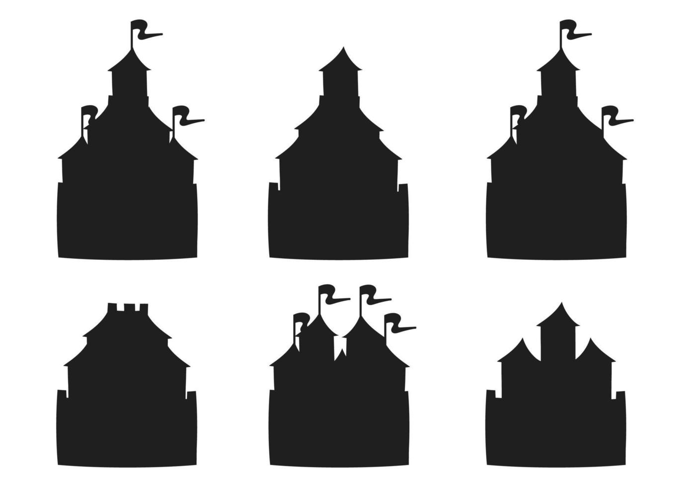 Märchenschloss. schwarze Silhouette. Gestaltungselement. Vektor-Illustration isoliert auf weißem Hintergrund. Vorlage für Bücher, Aufkleber, Poster, Karten, Kleidung. vektor