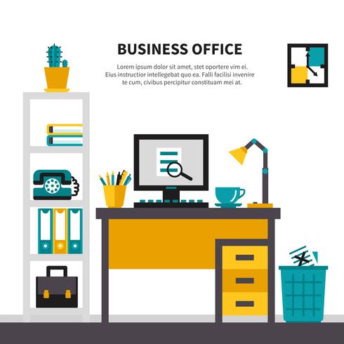 Business Arbetsyta i Office Interior vektor