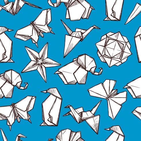 Origami Papier gefaltetes nahtloses Muster der Zahlen vektor