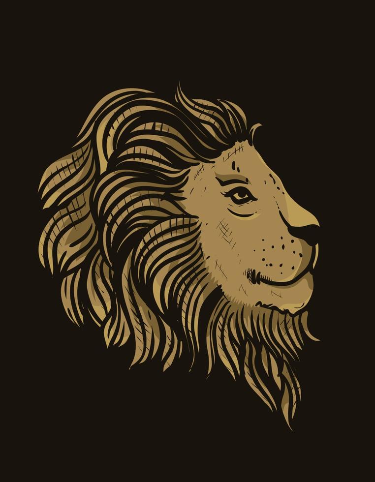 Illustration Vektor Löwenkopf auf schwarzem Hintergrund