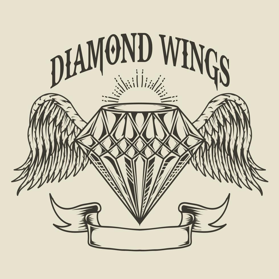 Abbildung Vektor-Diamant-Flügel-Logo vektor