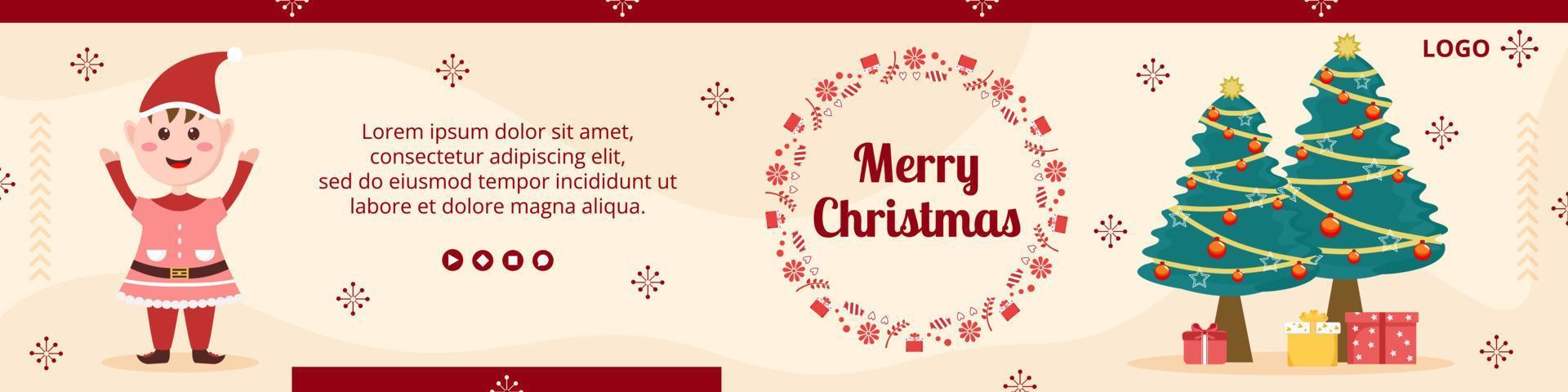 Frohe Weihnachten-Tag-Post-Vorlage flaches Design Illustration editierbar von quadratischem Hintergrund geeignet für Social Media, Karten, Grüße und Web-Internet-Anzeigen vektor