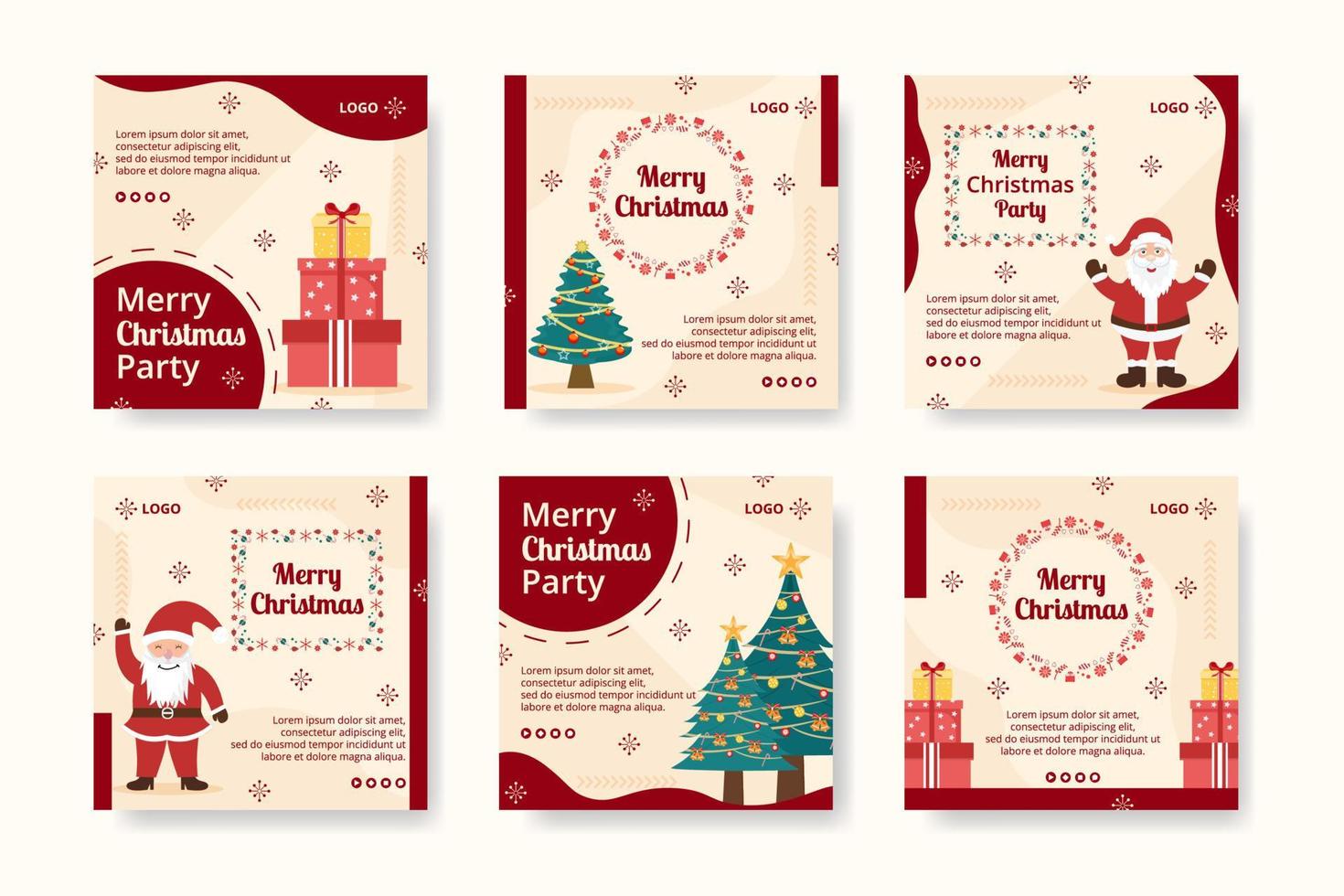 Frohe Weihnachten-Tag-Post-Vorlage flaches Design Illustration editierbar von quadratischem Hintergrund geeignet für Social Media, Karten, Grüße und Web-Internet-Anzeigen vektor