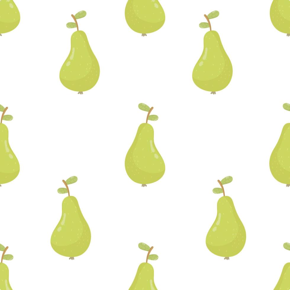 frukt seamless mönster av päron med grönt bladverk. färska välsmakande frukter. bakgrund, tapeter. för textiltryck, affischer eller omslagspapper vektor