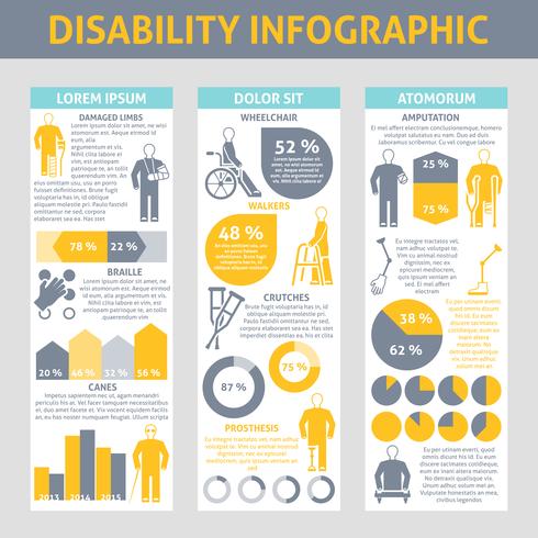 Menschen mit Behinderungen Infographik Set vektor