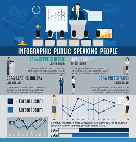 Infographic-Leute, die vom Podium sprechen vektor