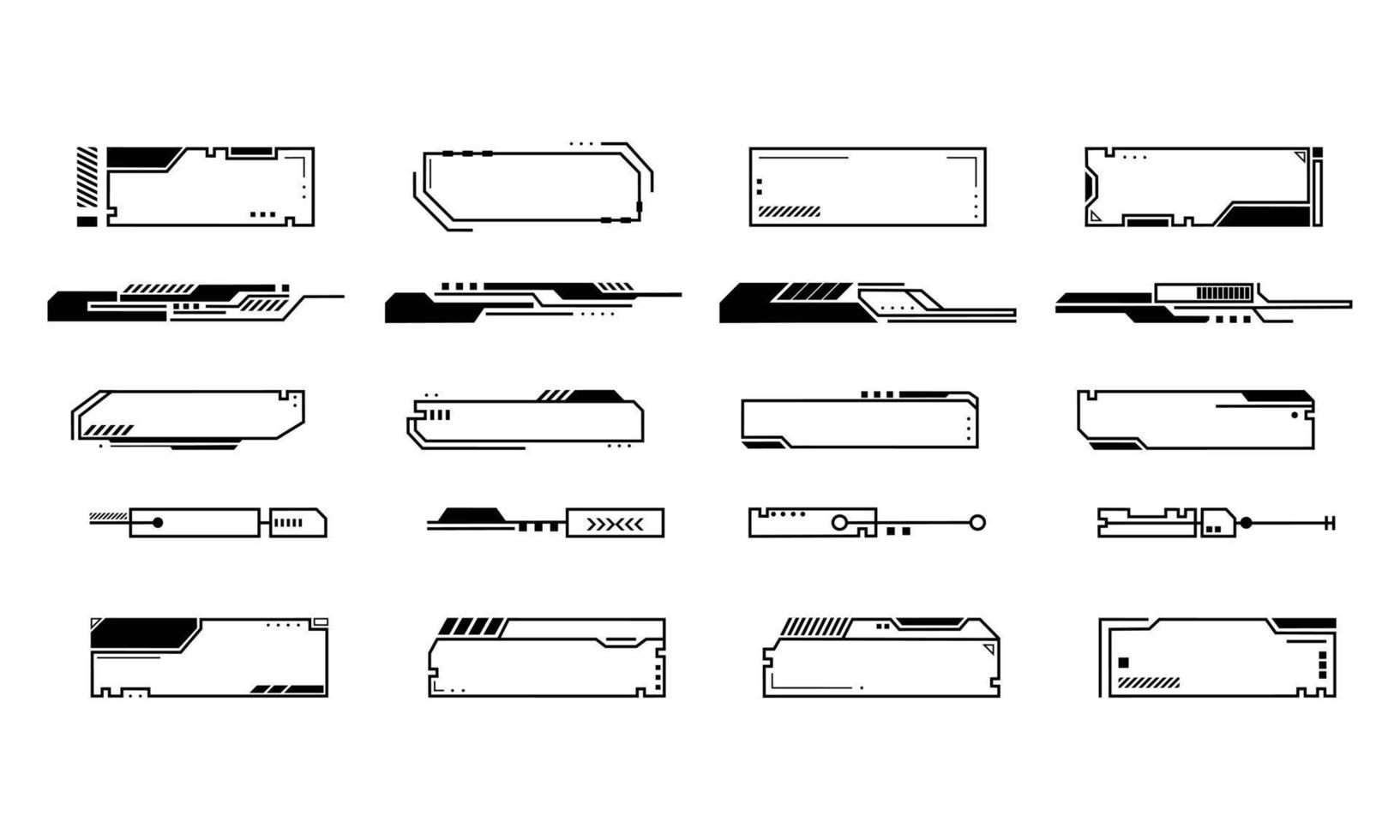 Balken und Rahmen-Vektor-Illustration für Panel-Design. hud-Gaming-Element in einem einfachen Stil. eine Kopienraumsammlung in einem futuristischen und Hightech-Thema. vektor