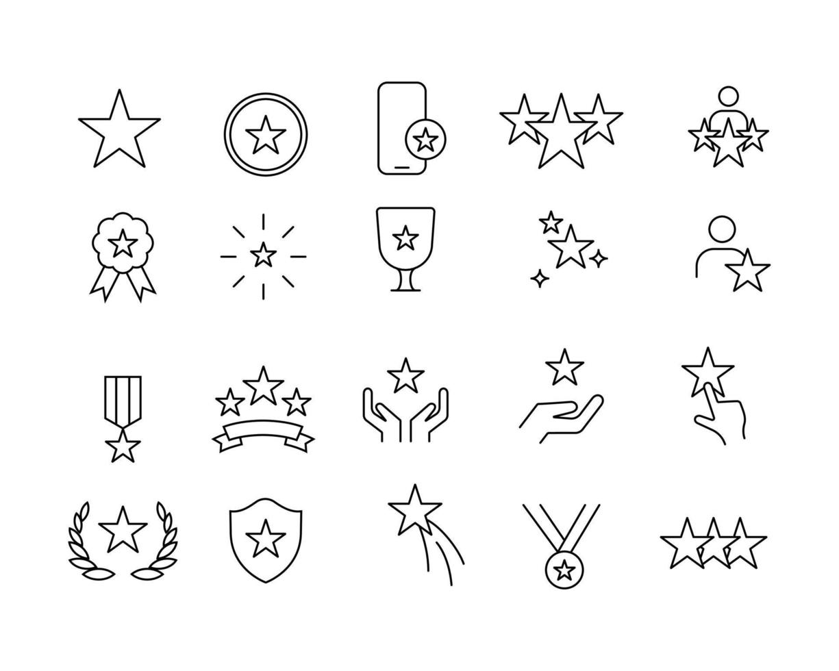 Sammlung von verschiedenen Symbolen im Zusammenhang mit der Vergabe von Sachen. die Sammlung von bearbeitbaren Strichliniensymbolen, die für ui ux oder jedes Design geeignet ist. vektor