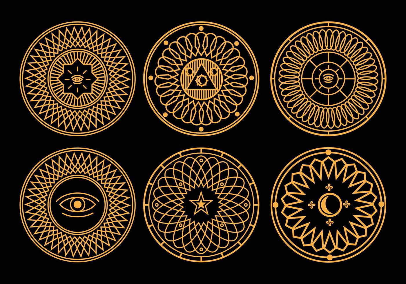 uppsättning av abstrakt cirkel illustrationer. en enkel teckning av det antika symbolelementet för kreativ design. vektor
