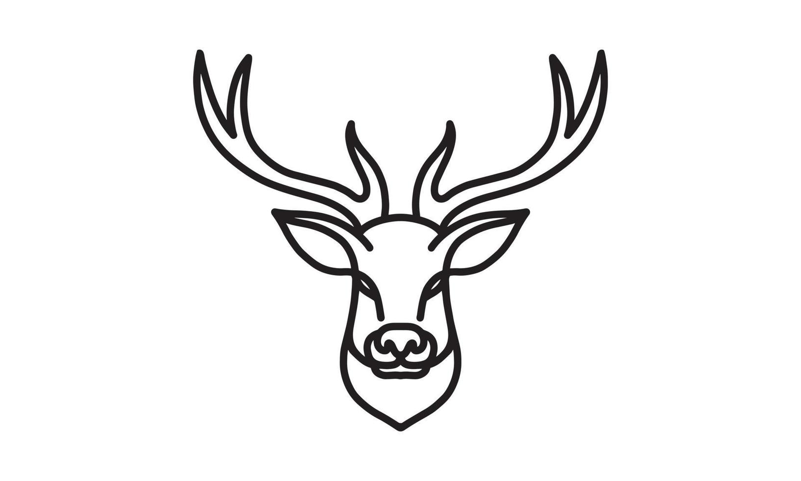 Hirsch Vektor Liniensymbol, Tierkopf Vektor Strichzeichnungen, isolierte Tierillustration für Logo desain