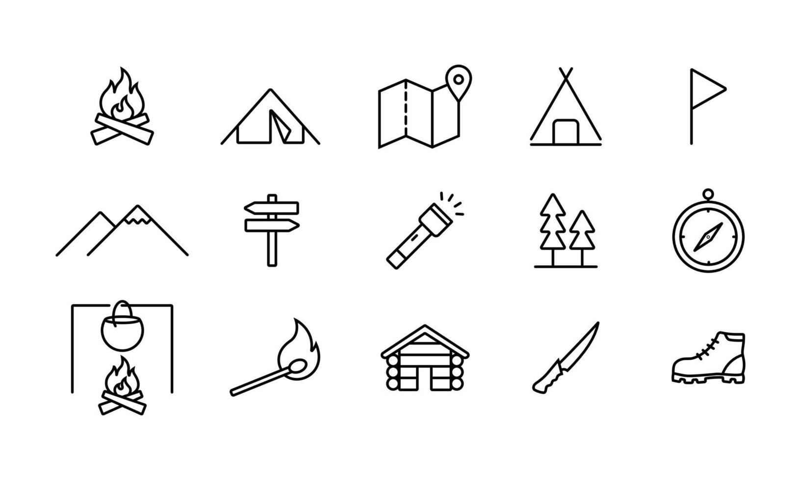 die Sammlung von bearbeitbaren Strichliniensymbolen, die sich auf Malsachen beziehen. symbole für ui ux element oder anwendungsdesign, geeignet für das tourismusgeschäft. vektor