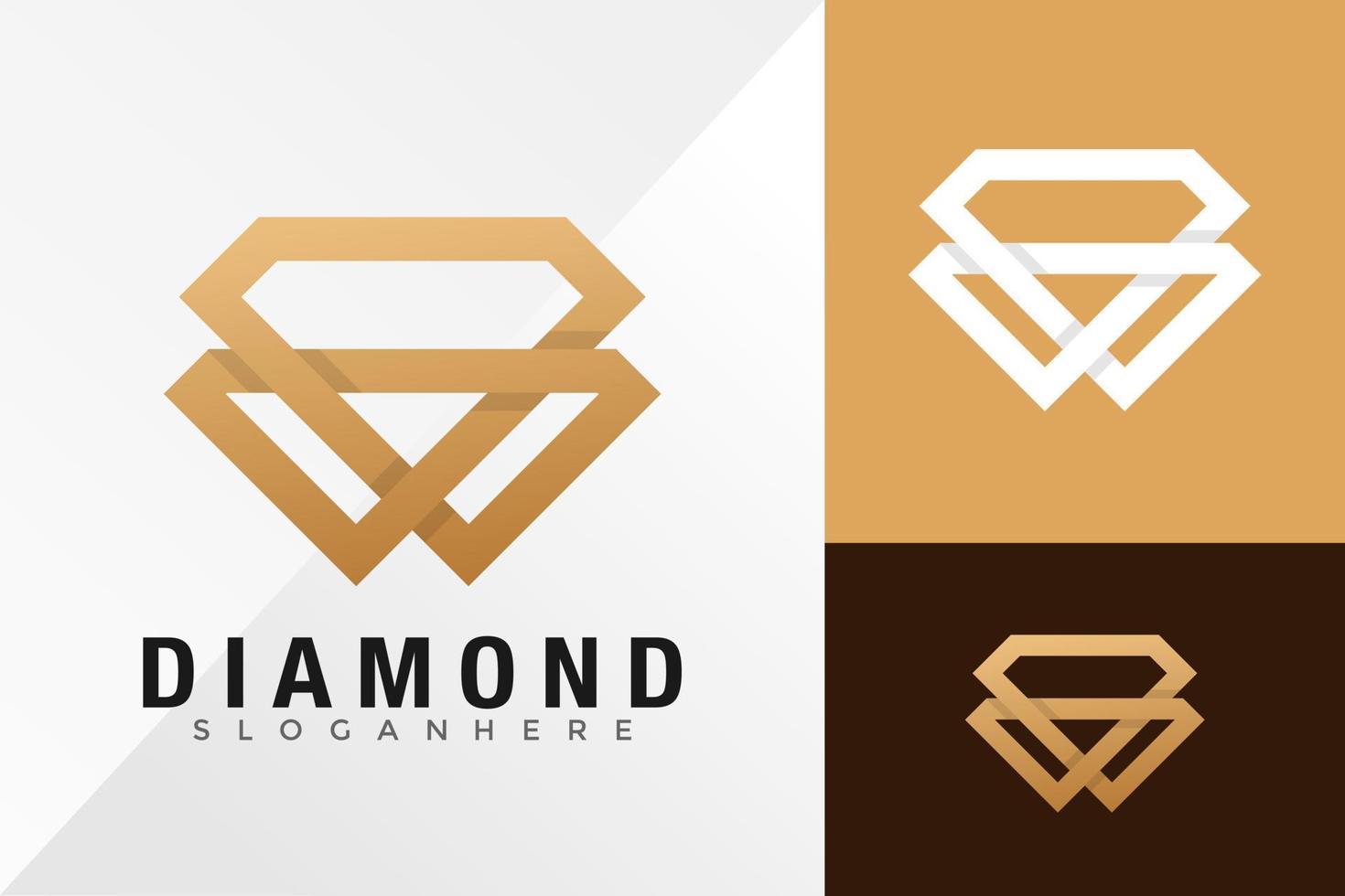 abstrakt gyllene diamant logotyp design vektor illustration mall