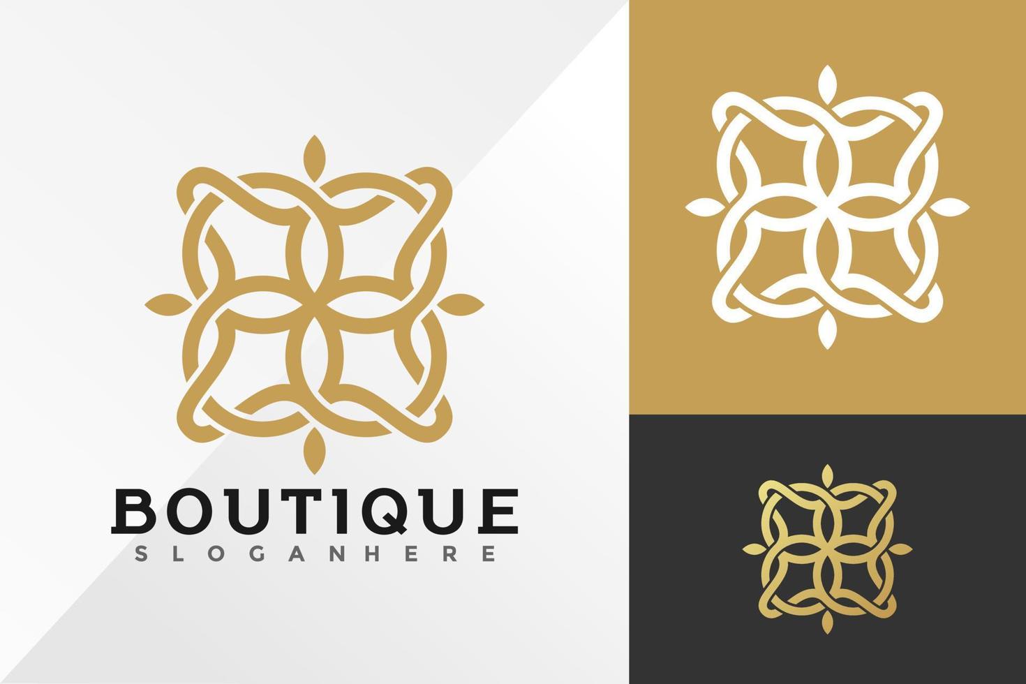 boutique blomma linje logotyp design vektor illustration mall