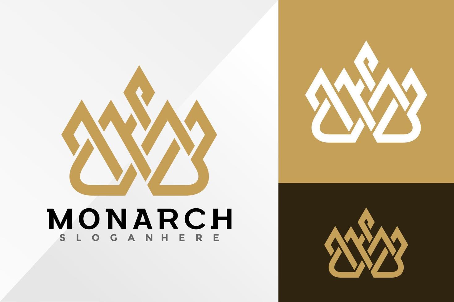 guld monark crown logotyp design vektor illustration mall